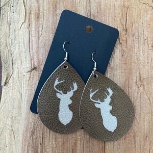 Brown Teardrop Deer‎ Earrings